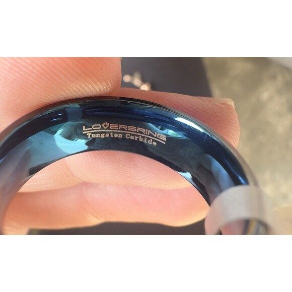 Black Tungsten Carbide Blue Sandstone Ring Size 11 - Picture 2 of 12